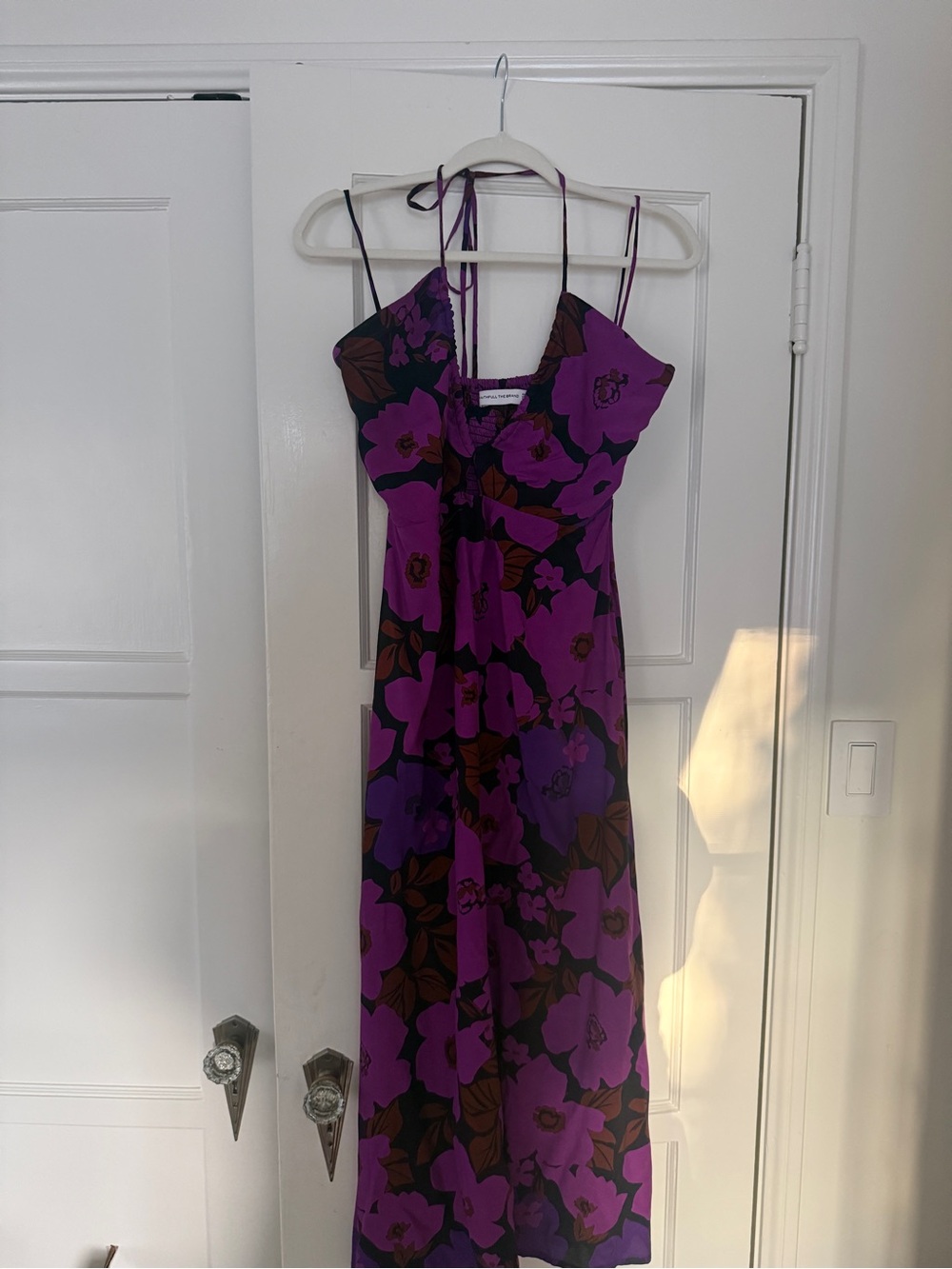 Faithful the Brand Purple Floral Slip Dress with Thin Straps